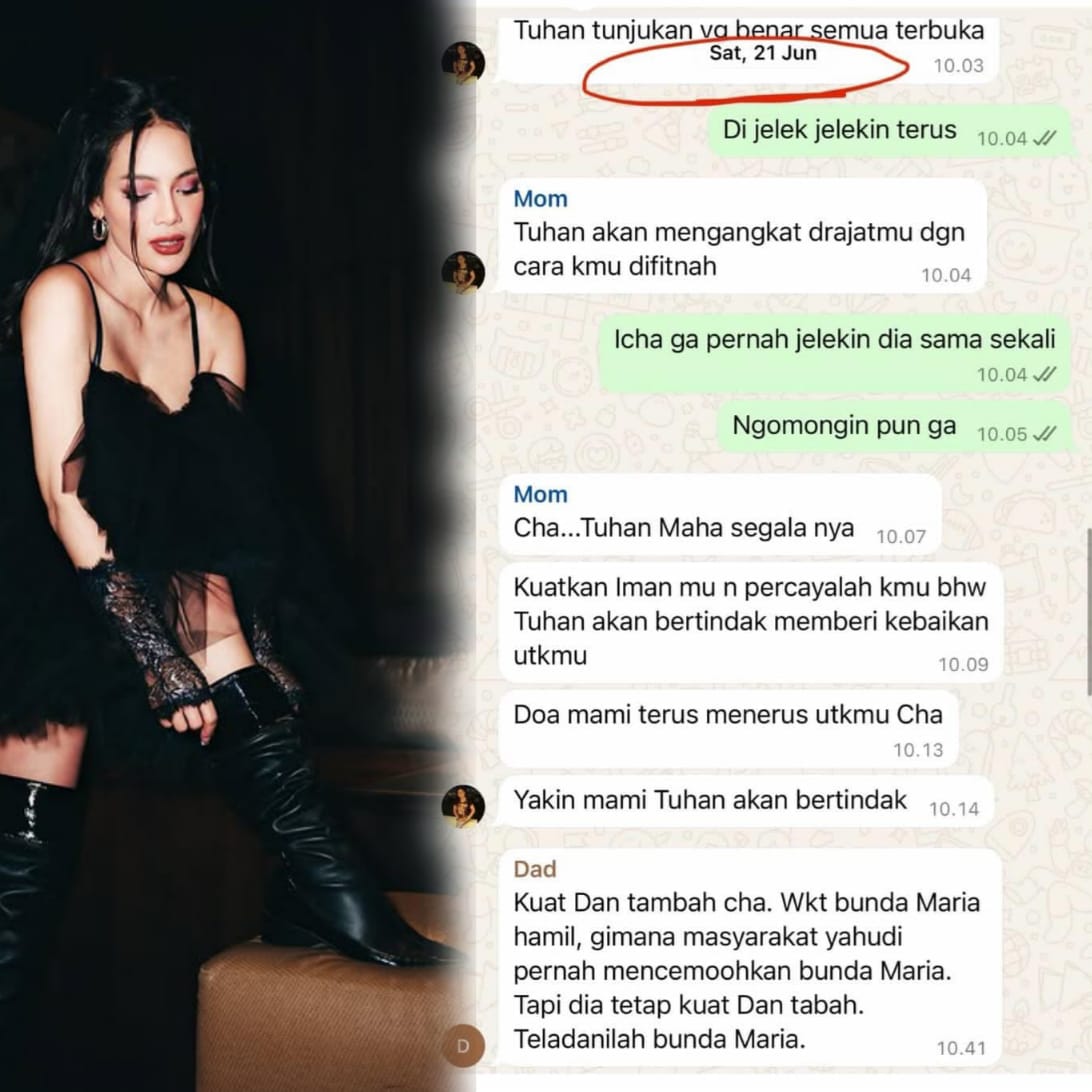 Tangkapan layar pesan Erika bersama orang tuanya.