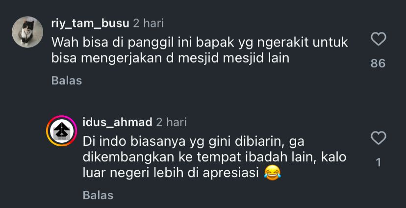 Tangkapan layar komentar netizen soal kotak amal di Masjid Nurul Iman Al Juhari