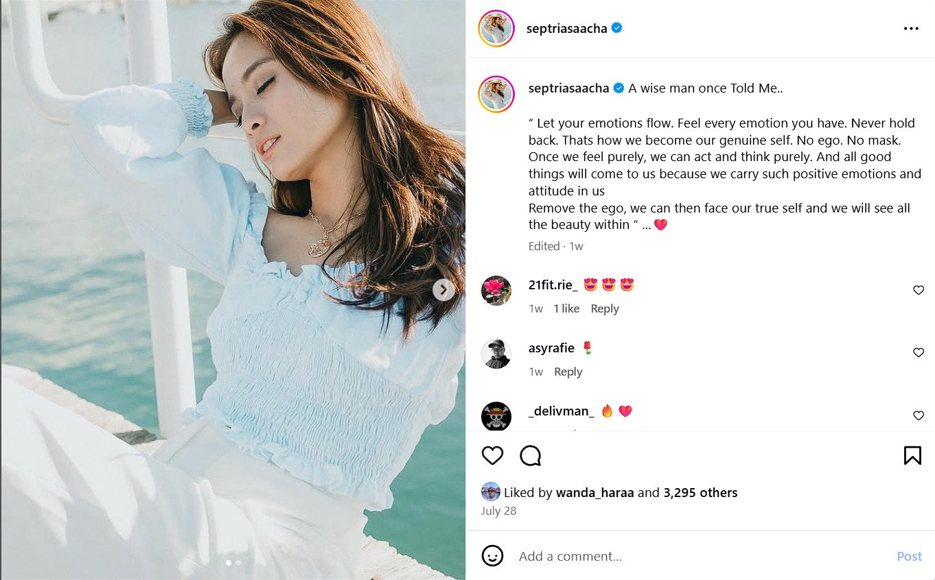 Curhatan Acha Septriasa di Instagram.