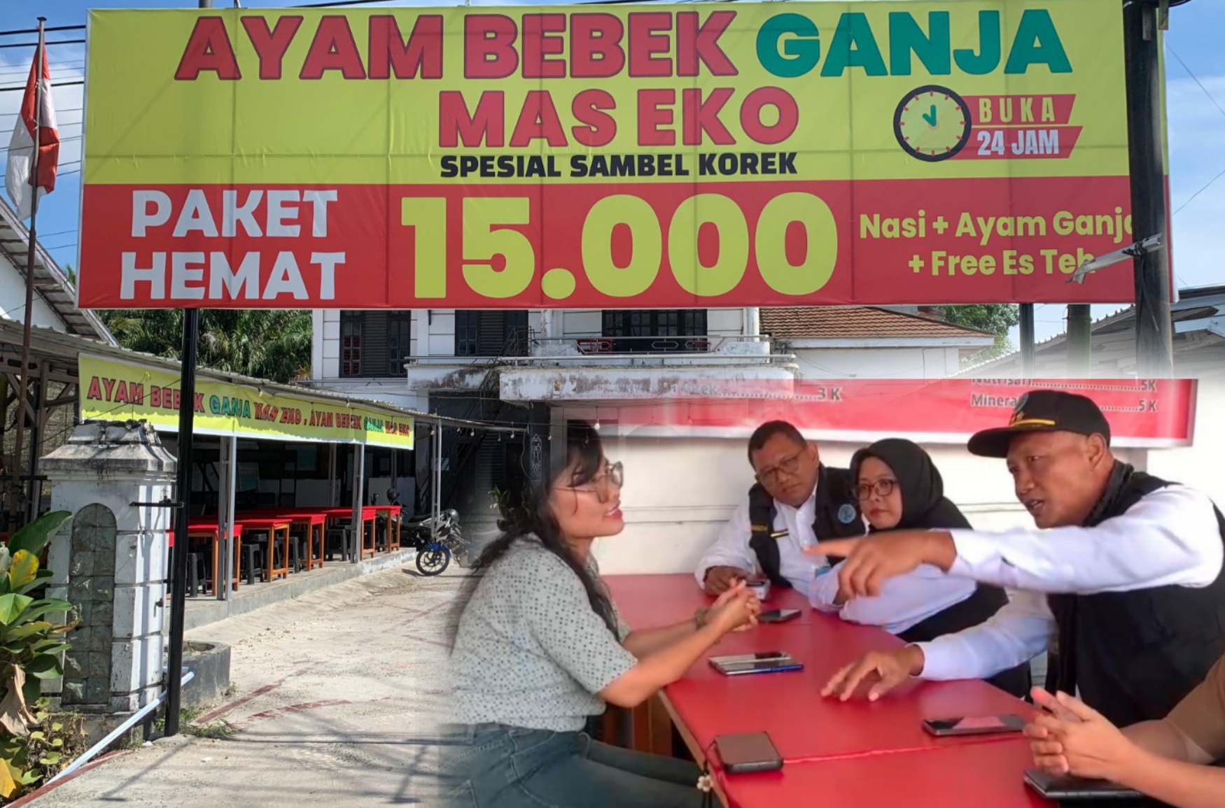 Kepala BBN Kota Kombes I Wayan Korna turun langsung menegur pemilik warung Ayam Bebek Ganja di Jalan G Obos, Senin (11/8/2025). RIFQI/KALTENG POS