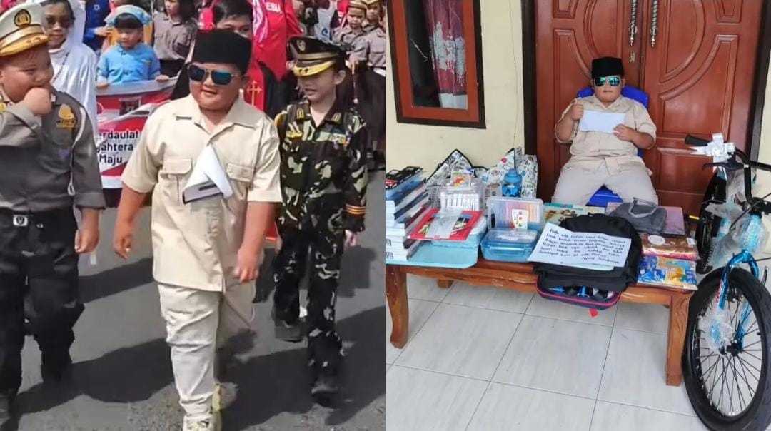 Rafael viral setelah cosplay Presiden RI Prabowo Subianto.