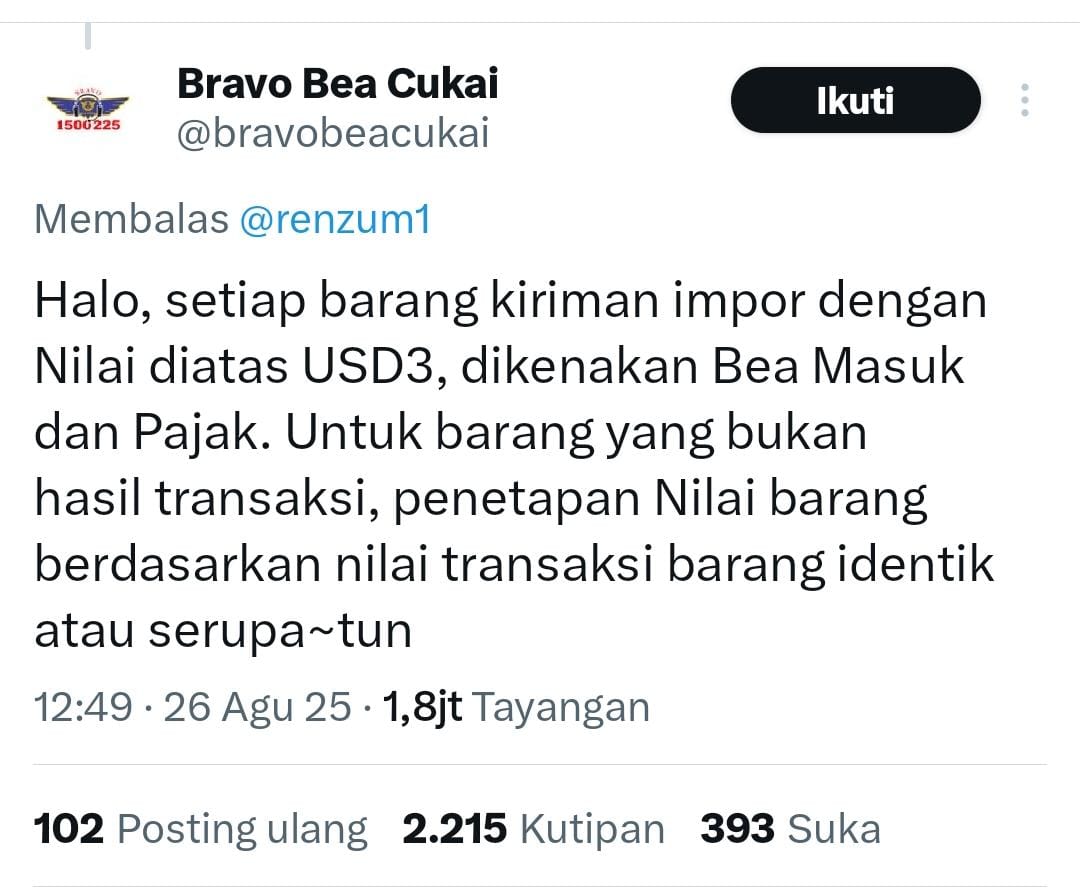 Klarifikasi Bea Cukai soal mouse gaming yang viral.