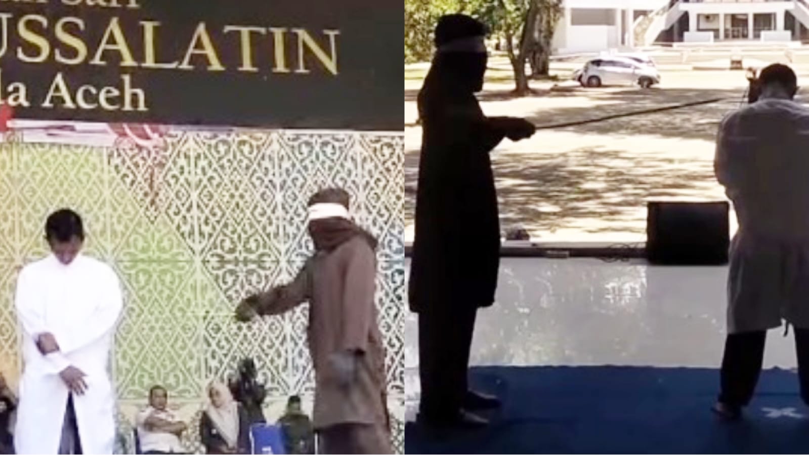 Tangkapan layar video aksi hukum cambuk di Aceh.