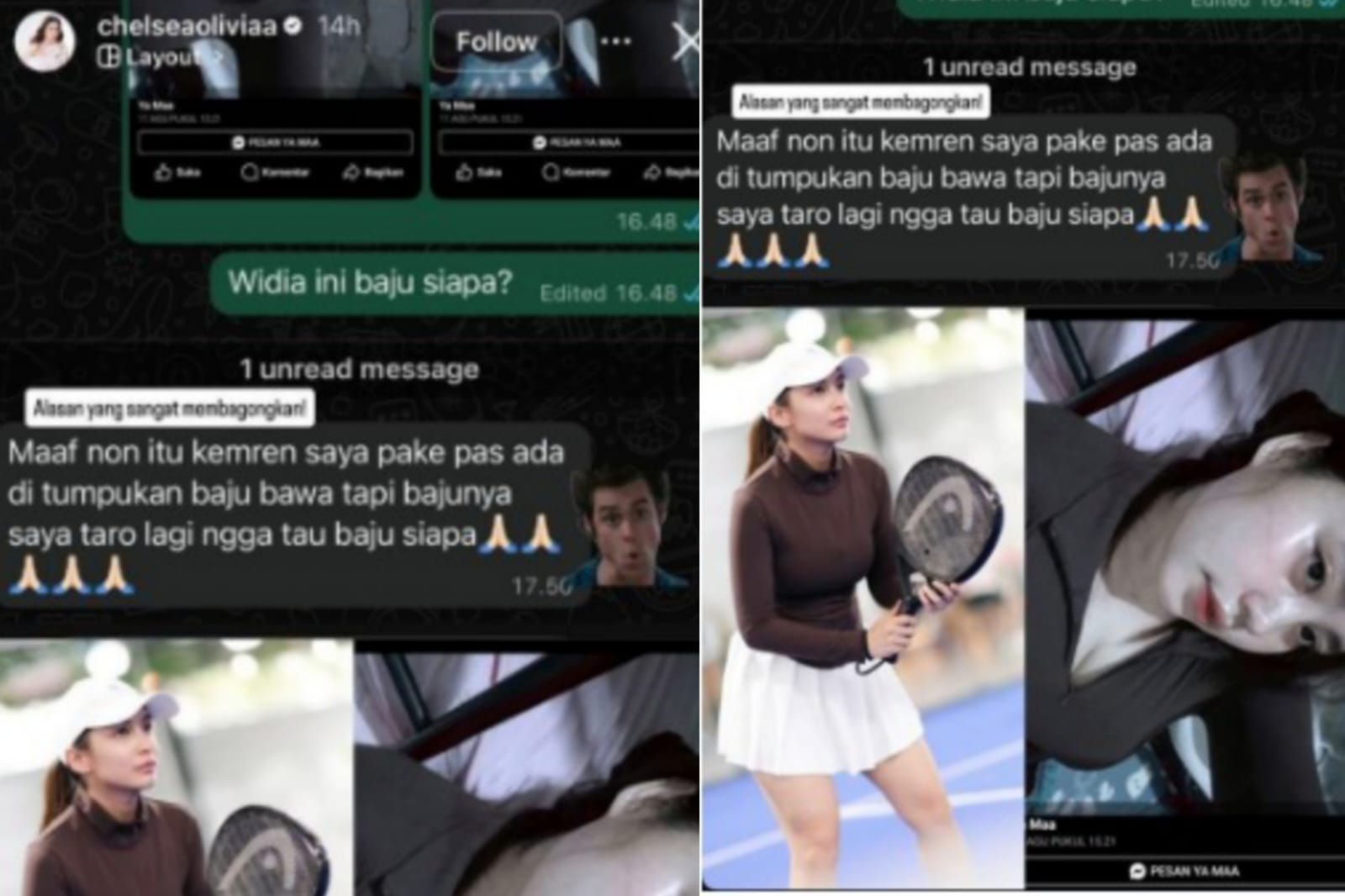 Chelsea Olivia membagikan isi pesan whatsapp bersama ARTnya.