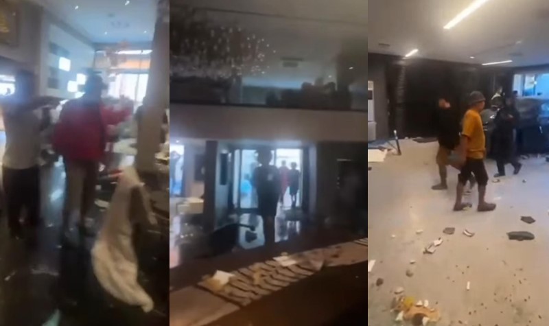 Tangkapan layar massa menjarah rumah Anggota DPR RI Sahroni.