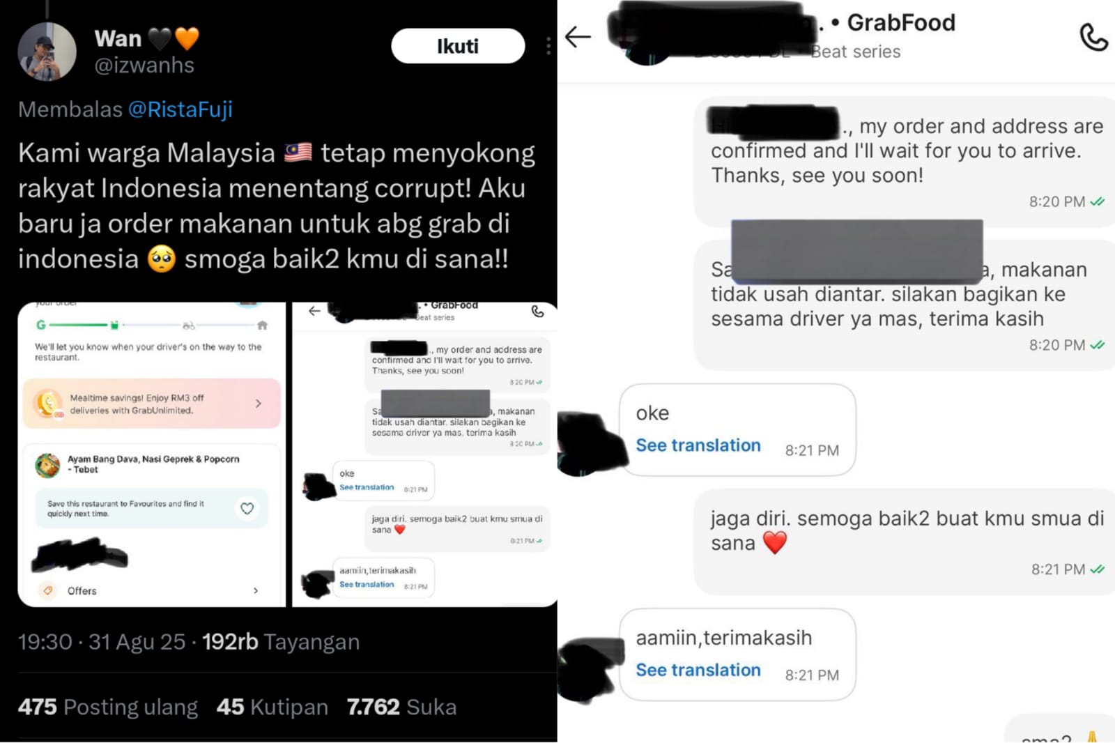 Tangkapan layar solidaritas warga ASEAN yang dibagikan di media sosial X.