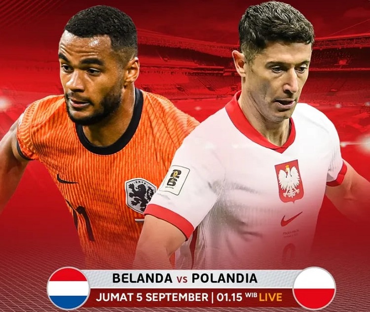 Jadwal tanding Belanda vs Polandia di Grup G kualifikasi Piala Dunia 2026 zona Eropa pada Jumat, 5 September 2025. (Sumber: Instagram @rctisports)