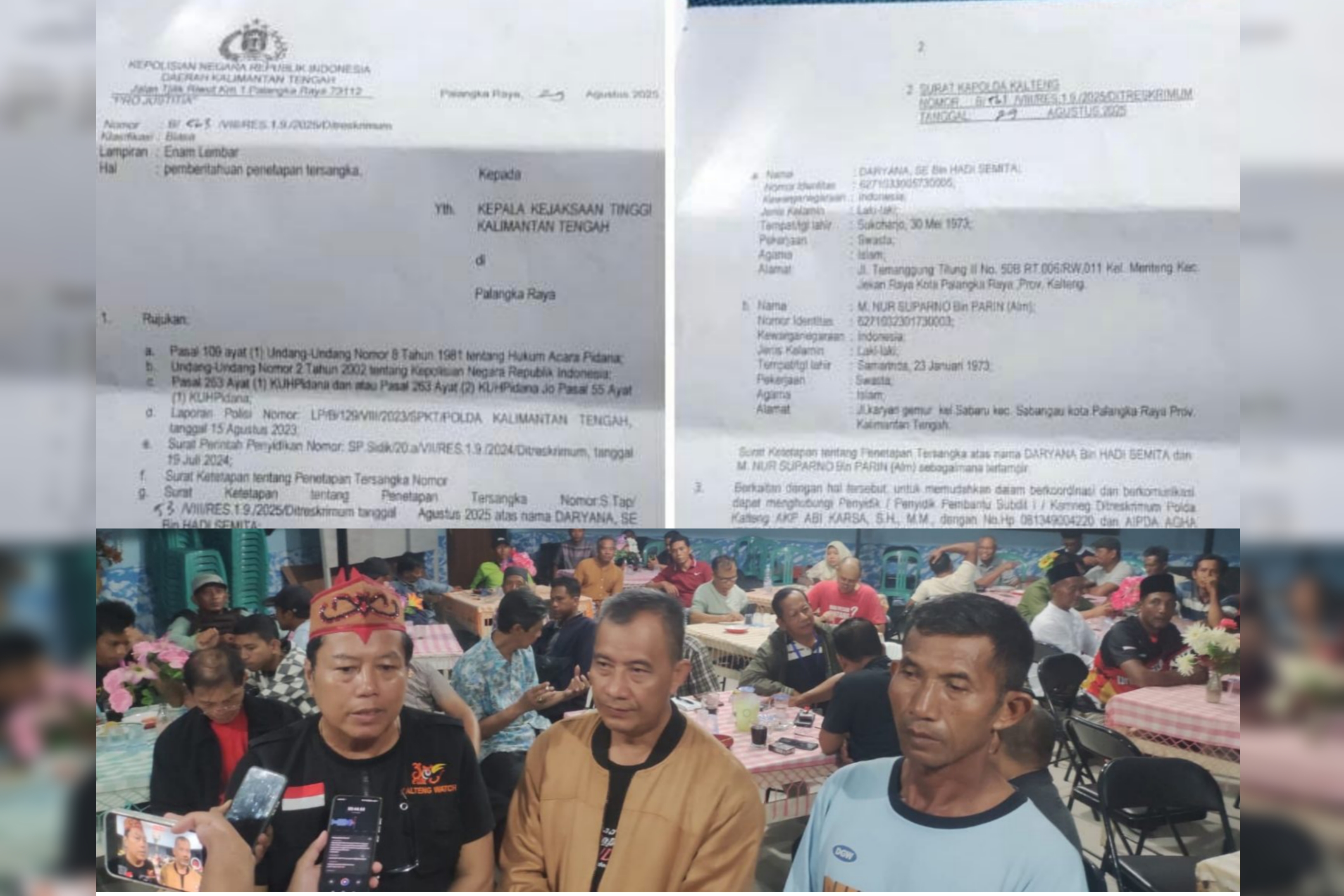 Daryana dan M Nur Suparno didampingi Men Gumpul terkait penetapan tersangka. JURNALISMETRO