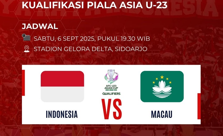 Timnas Indonesia U-23 akan menghadapi Macau U-23 pada matchday 2 Grup J Kualifikasi Piala Asia U-23 2026 di Stadion Gelora Delta, Sidoarjo, Sabtu (6/9/2025).  (Sumber: Instagram @nobartimnas.id)