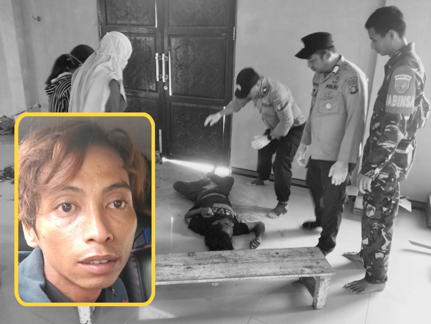 Korban Ahmad Reza sudah tak bernyawa di dalam masjid. HUMAS POLRES