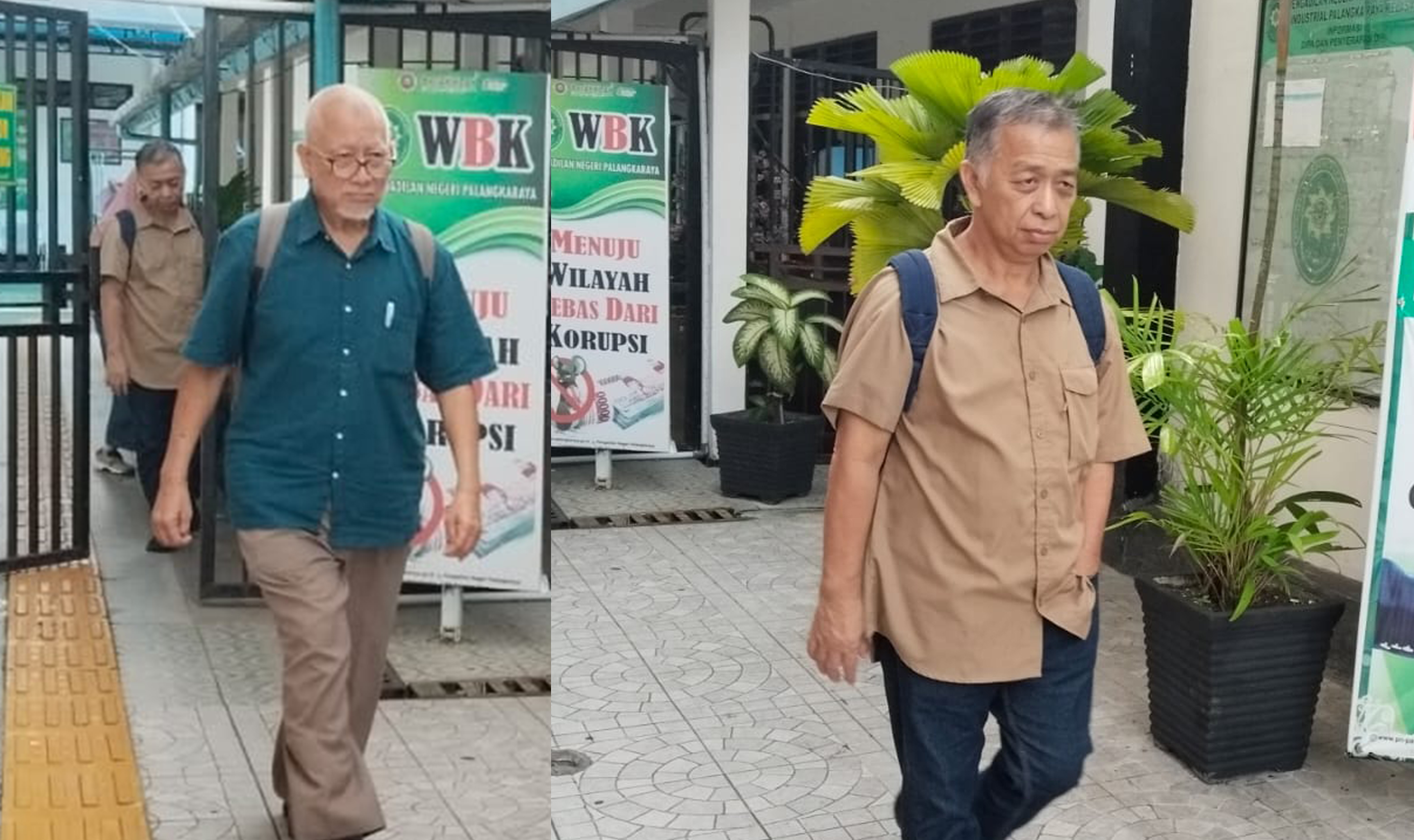 Harry Poetranto (baju hijau) dan Yulrisman (baju cokelat) terdakwa penggemplang pajak.AGUS JAYA/KALTENG POS