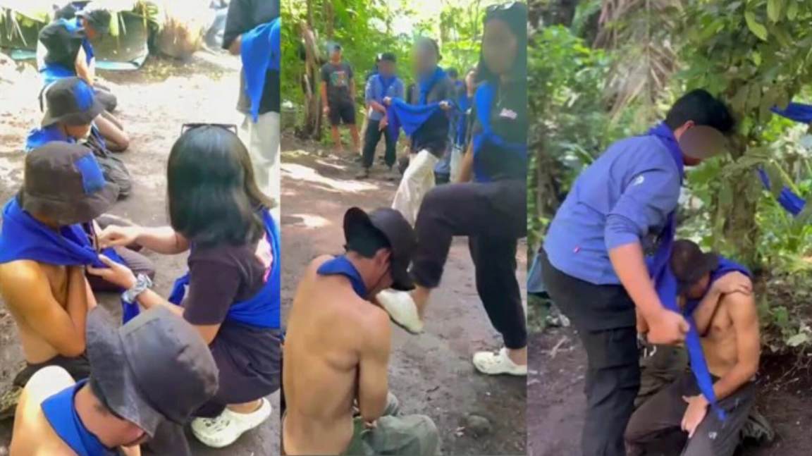 Tangkapan layar video beredar di media sosial kekerasan saat orientasi pengenalan komunitas pecinta alam.