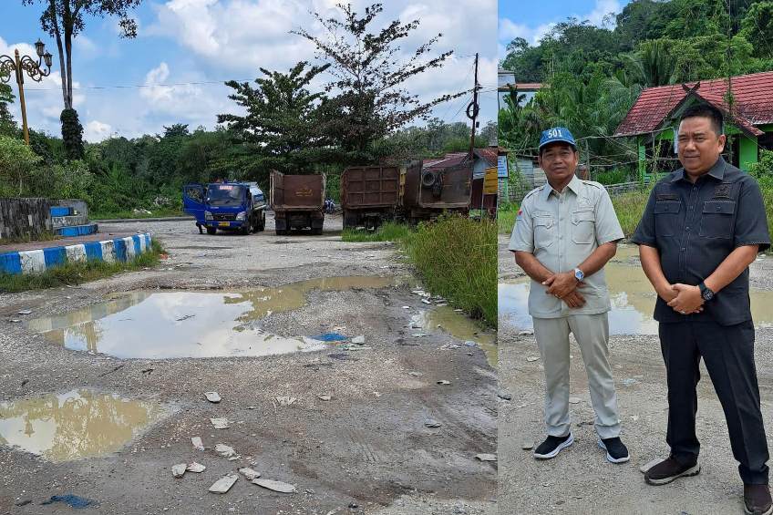 Kondisi jalan yang rusak.HERMAN/KALTENG POS