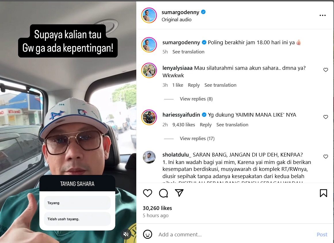 Cuplikan podcast Densu bersama Nurul Sahara dan suami yang dibagikan Densu di Instagram Story.
