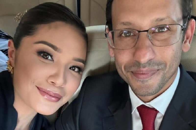 Nadiem Makarim dan istri.