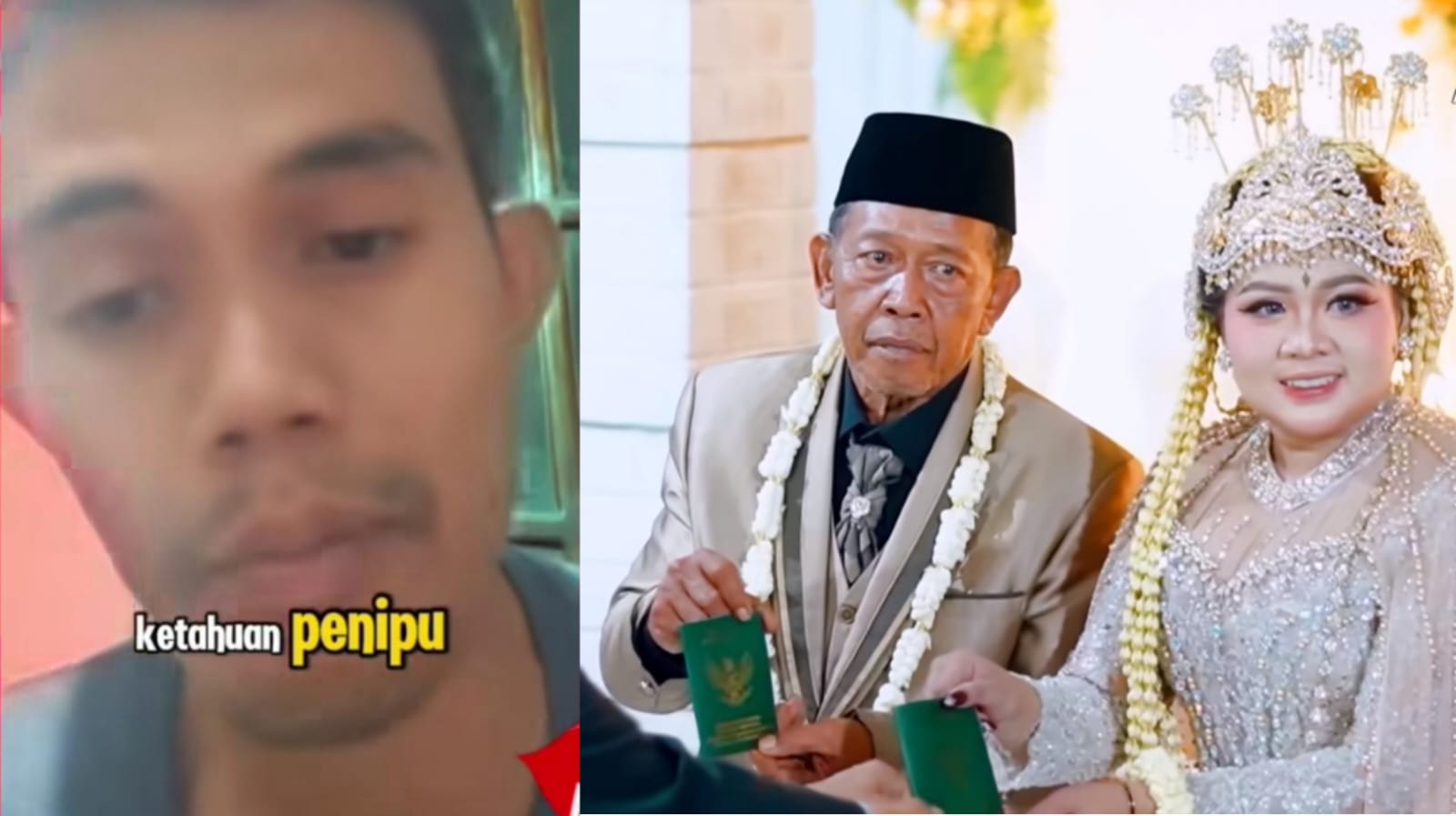 Tangkapan layar video pernikahan seorang pria lansia dengan perempuan muda.
