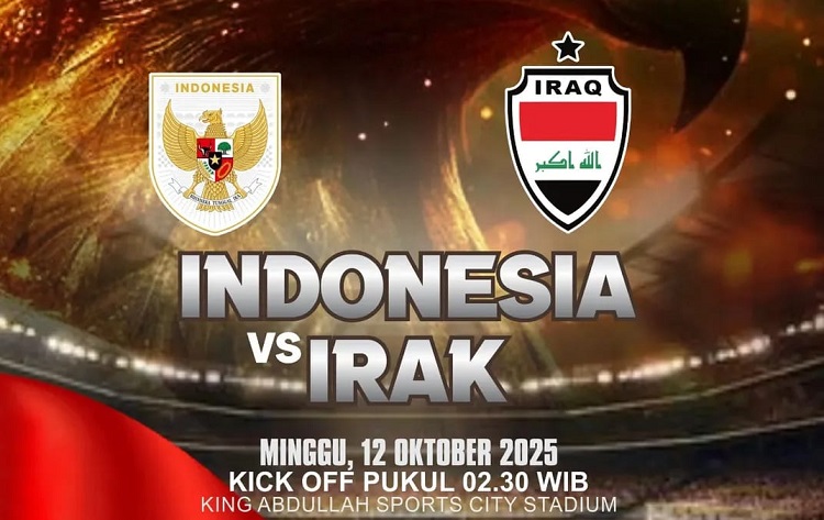 Indonesia vs Irak pada matchday 2 Grup B Putaran 4 Kualifikasi Piala Dunia 2026 di King Abdullah Sports City Stadium, Jeddah, Minggu (12/10/2025) dini hari WIB. (Sumber: Instagram@karangmoncolku)