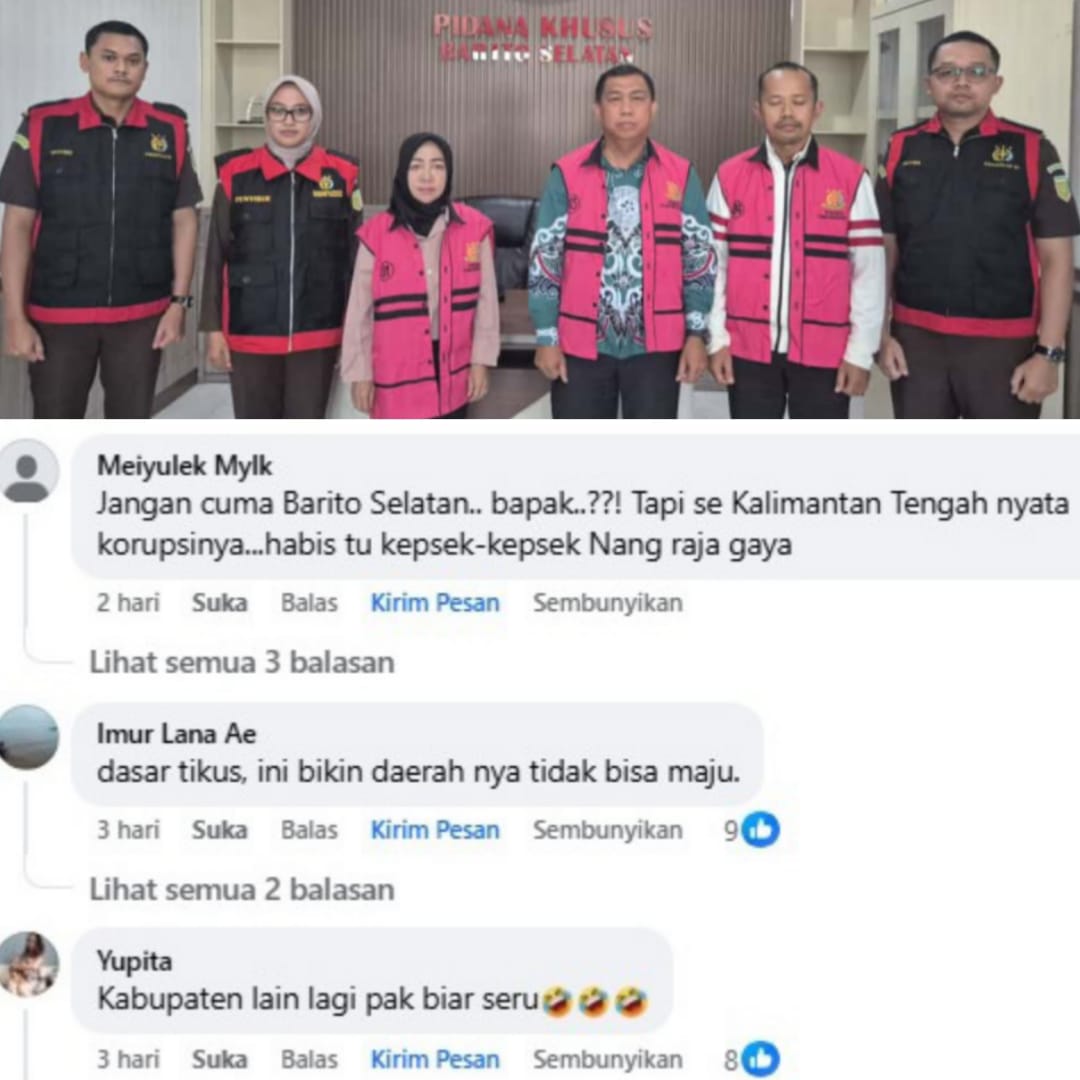 Komentar netizen terkait 3 tersangka kasus dugaan korupsi KONI Barsel.KEJARI
