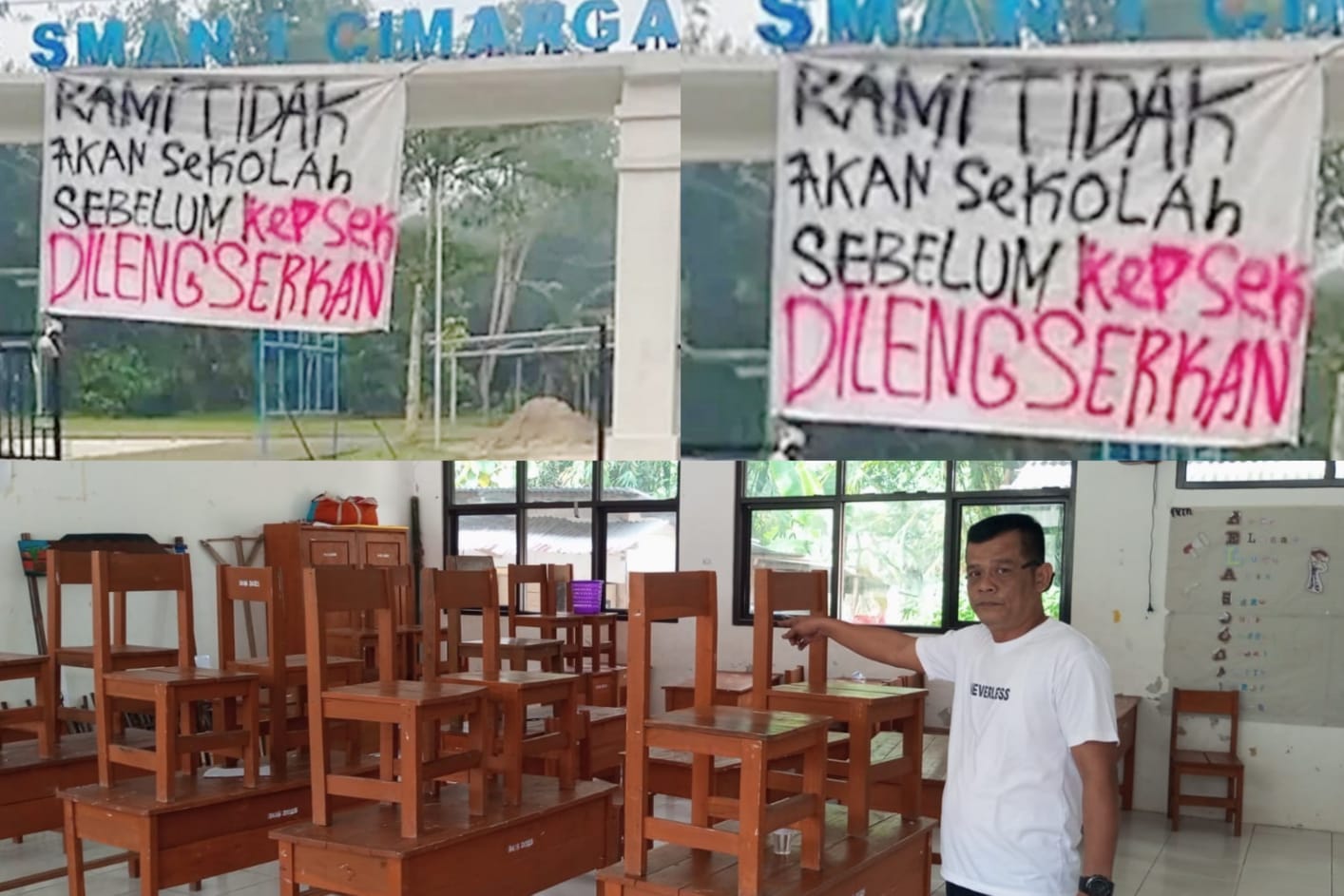 Tangkapan layar video beredar ratusan siswa mogok sekolah.