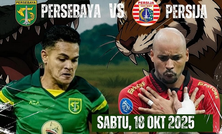 BRI Super League 2025/2026 menghadirkan duel panas dua tim papan atas antara Persebaya vs Persija di Stadion Gelora Bung Tomo, Sabtu (18/10/2025). (Sumber: Instagram @officialbonektarakan)