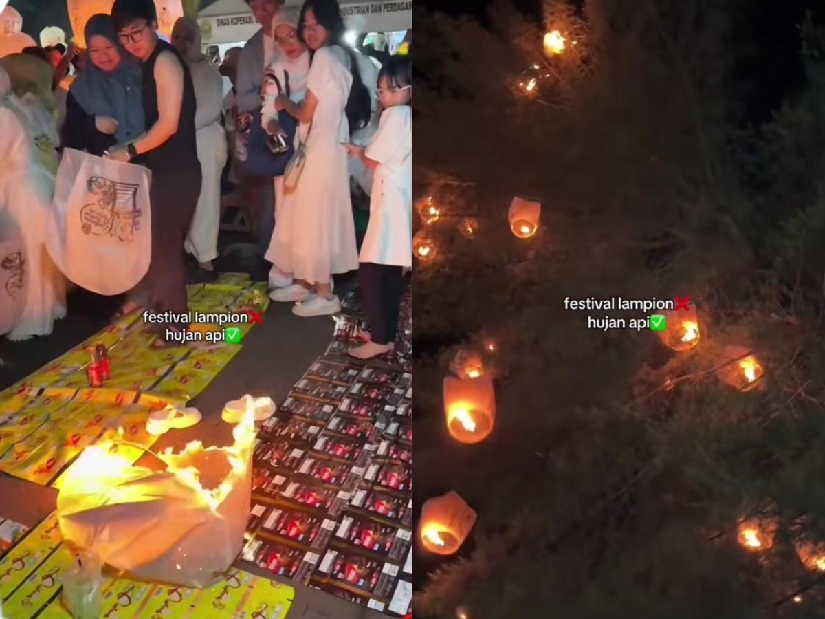 Tangkapan layar video yang beredar festival lampion di Jogjakarta.