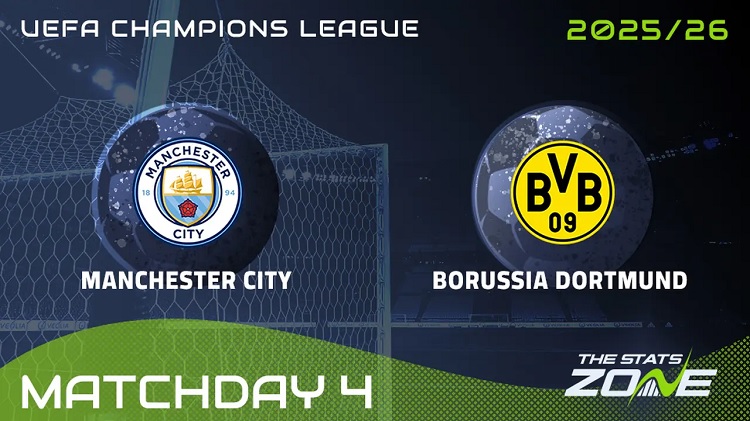 Manchester City siap menjamu Borrusia Dortmund di Etihad Stadium pada matchday 4 Champions League 2025/2026, Kamis (6/11/2025) dini hari WIB. (Sumber: thestatszone.com)