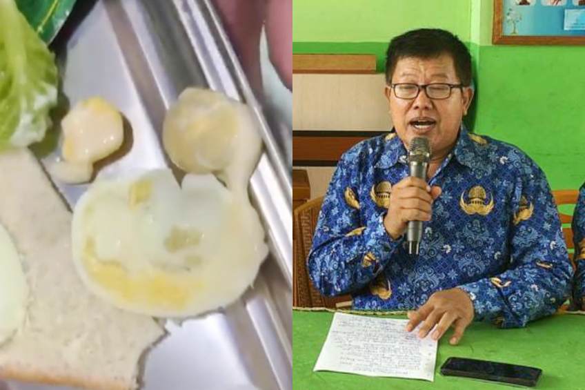 Kepala SMPN 1 Sampit, Suyoso klarifikasi ulat di menu MBG. MIFTAH/KALTENG POS