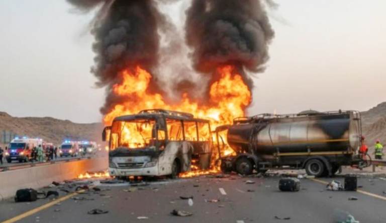Bus Jemaah Umrah India Alami Kecelakaan Maut di Madinah, 45 Orang Tewas/Foto: X @NeetuSingh202