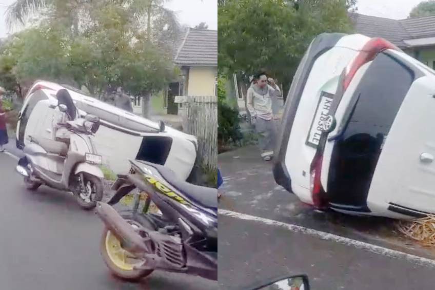 Kondisi mobil yang nyungsep.SCREENSHOOT