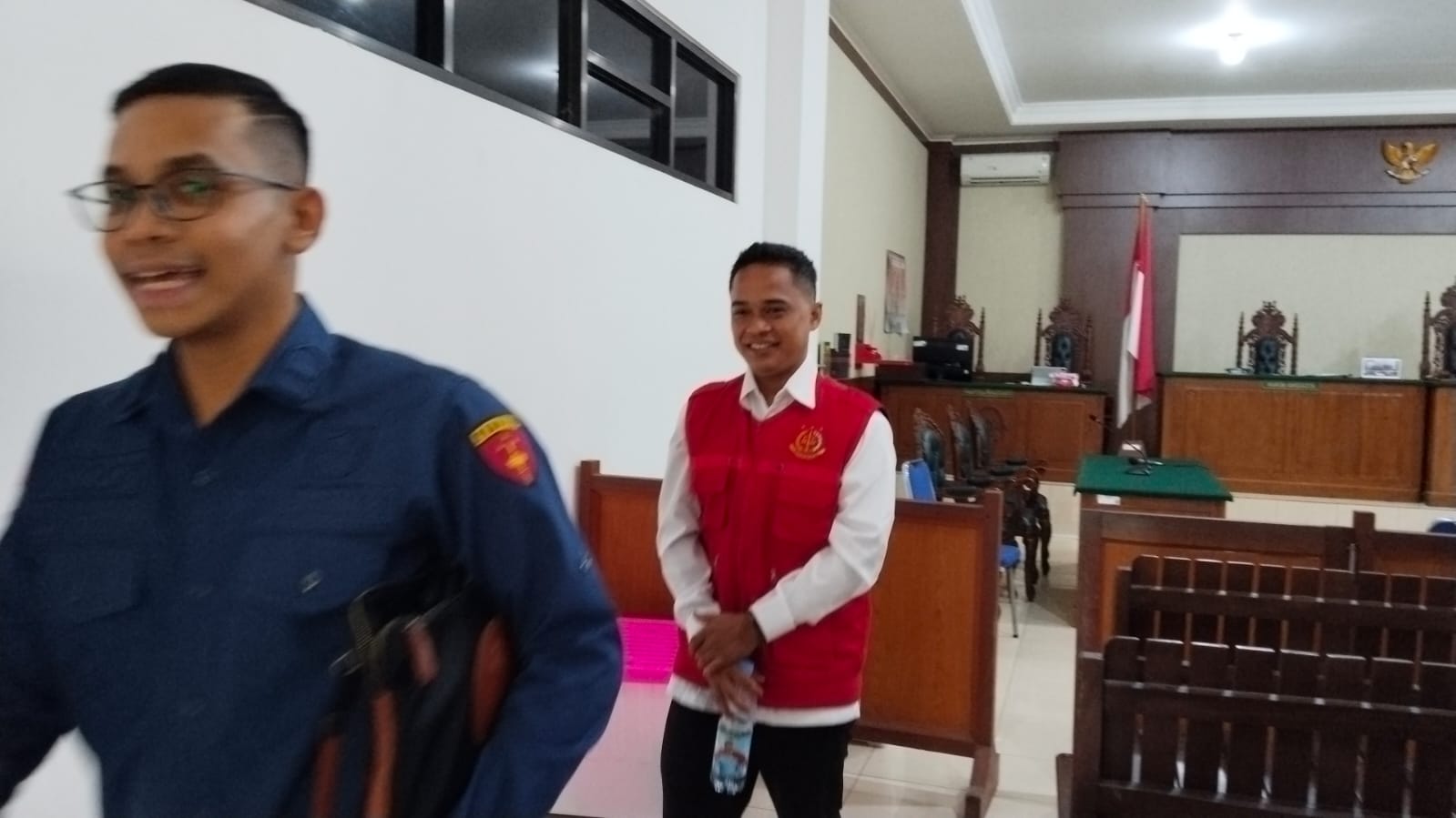 Kepala Desa Tumbang Bahanei, Rama menjalani sidang pertama.AGUS JAYA/KALTENG POS