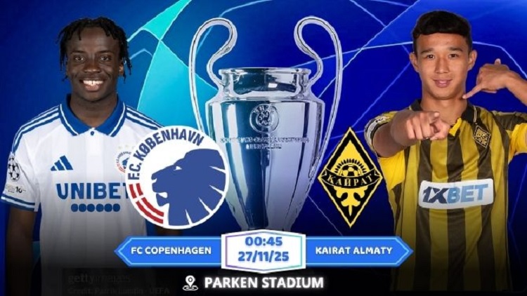 FC Copenhagen bersiap menjamu Kairat Almaty di Stadion Parken dalam laga lanjutan UCL 2025/2026, Kamis (27/11/2025) dini hari WIB. (Sumber: fic88bet.com)