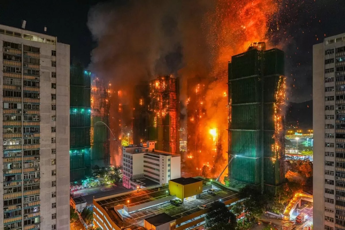 Kebakaran di Wang Fuk Court, Tai Po, Hong Kong, Rabu (26/11/2025).EUGENE LEE/SCMP