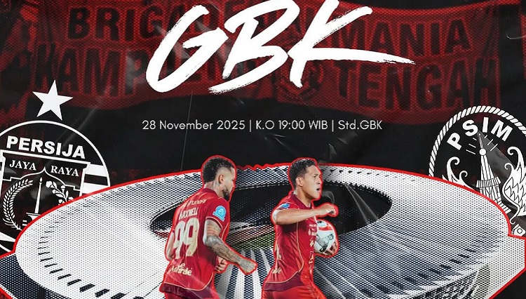 Persija Jakarta bersiap menjamu PSIM Yogyakarta di SUGBK dalam laga lanjutan BRI Super League 2025/2026, Jumat (28/11/2025). (Sumber: Instagram @jakampoeng_tengah)