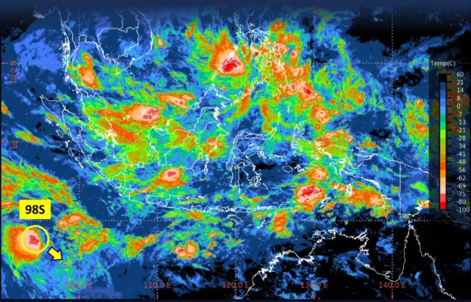 Gambaran bibit siklon tropis 98S.