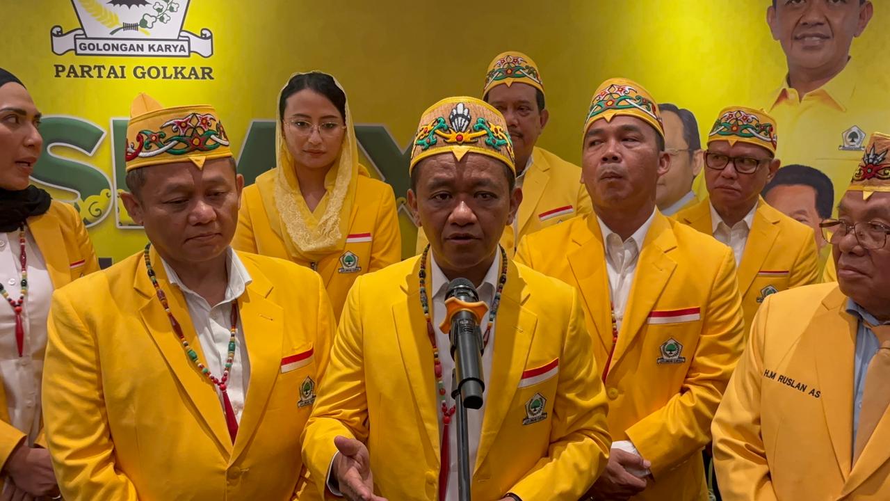 Bahlil Lahadalia saat hadiri Musda Golkar Kalteng.RIFQI/KALTENG POS
