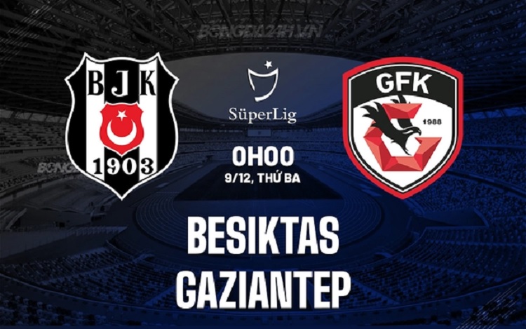 Besiktas bersiap menjamu Gaziantep di Stadion Tupras dalam laga lanjutan Turkish Super Lig 2025/2026, Selasa (9/12/2025) dini hari WIB. (Sumber: bongda24h.vn)