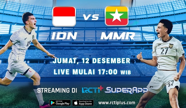 Timnas Indonesia U22 akan menjajal kekuatan Timnas Myanmar U22 pada laga terakhir penyisihan Grup C SEA Games Thailand 2025, Jumat (12/12/2025). (Sumber: Instagram @rctiplusofficial dan visionplusspor