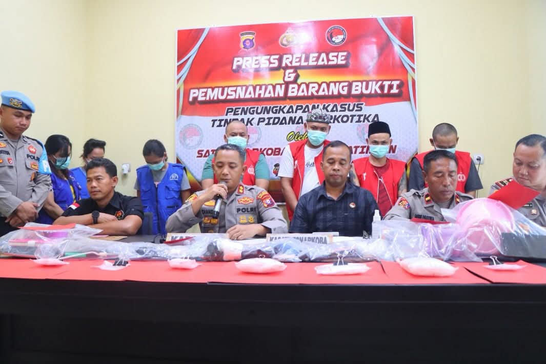 Kapolres Katingan AKBP Chandra Ismawanto memimpin rilis pengungkapan narkoba.HUMAS