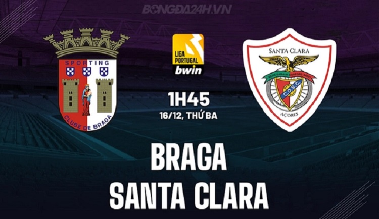 Braga bersiap menjamu Santa Clara di Estadio Braga Municipal dalam laga lanjutan Primeira Liga 2025/2026, Selasa (16/12/2025) dini hari WIB. (Sumber: bongda24h.vn)