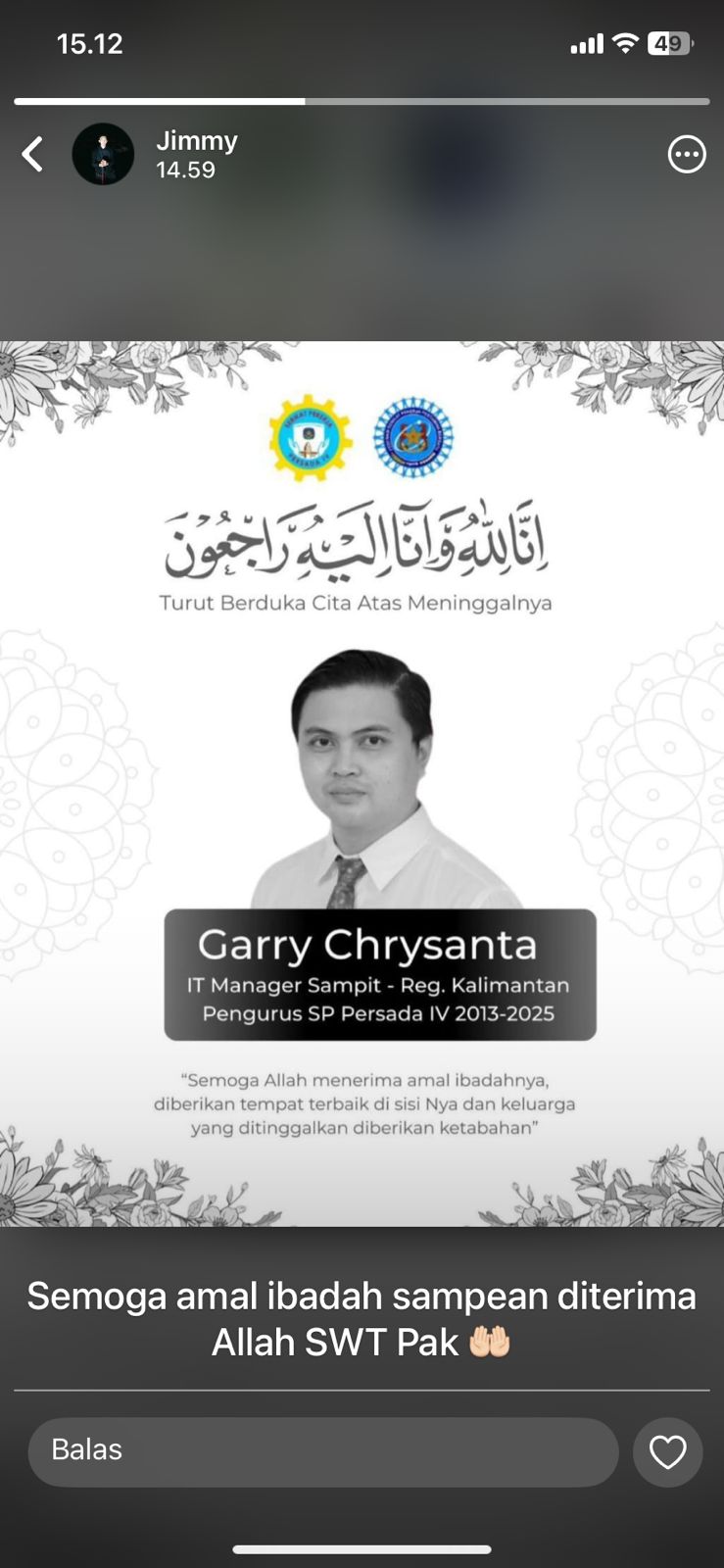 Garry Chrysanta, meninggal dunia akibat terlibat kecelakaan