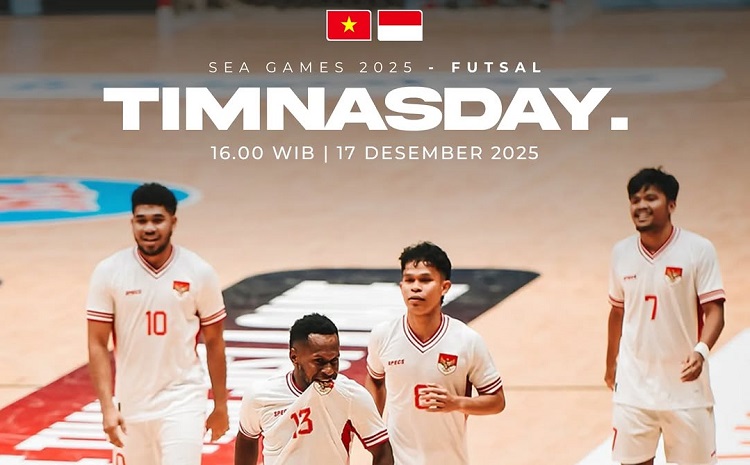 Timnas Futsal Putra Indonesia akan ditantang Vietnam pada laga kedua cabor futsal ajang SEA Games 2025, Rabu (17/12/2025). (Sumber: Instagram @feeds.timnas)