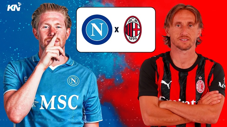 Napoli dan AC Milan akan saling bentrok pada babak semifinal Suppercopa Italiana 2025/2026 yang digelar di King Saud University Stadium, Jumat (19/12/2025) dini hari WIB. (Sumber: khelnow.com)