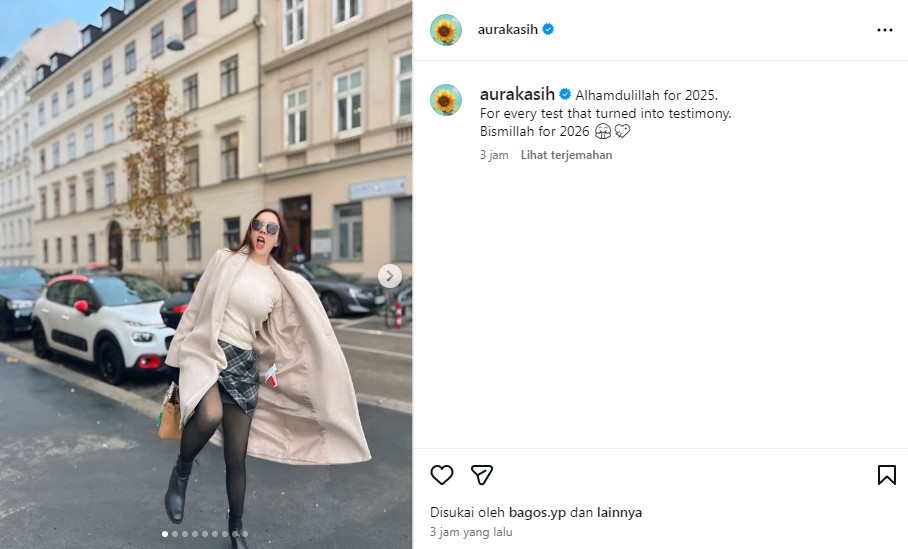 Aura Kasih membatasi interaksi di akun pribadinya di Instagram dengan menutup kolom komentar.