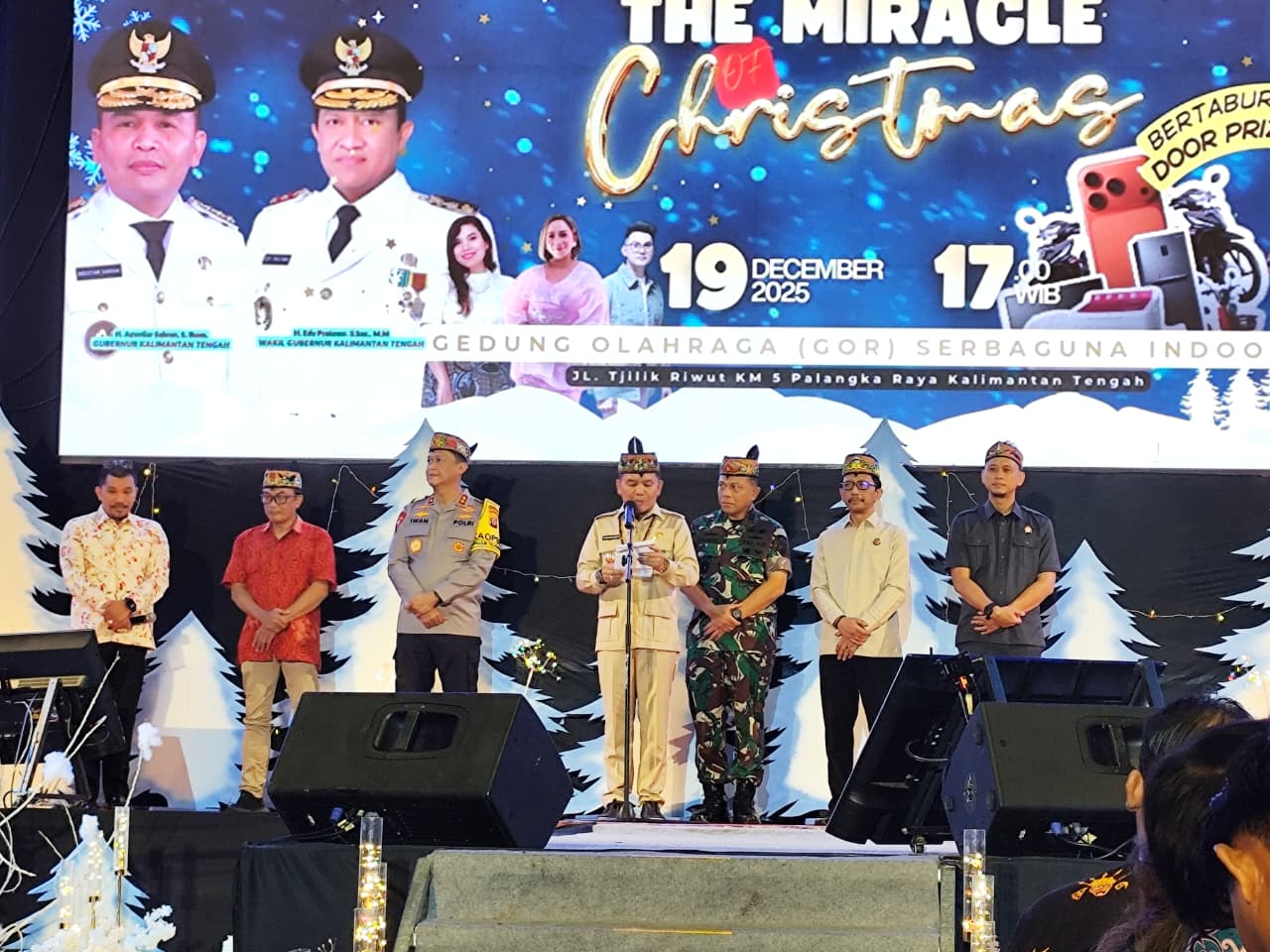 Gubernur Kalteng, Agustiar Sabran didampingi unsur forkopimda menyampaikan sambutan pada perayaan Miracle of Christmas