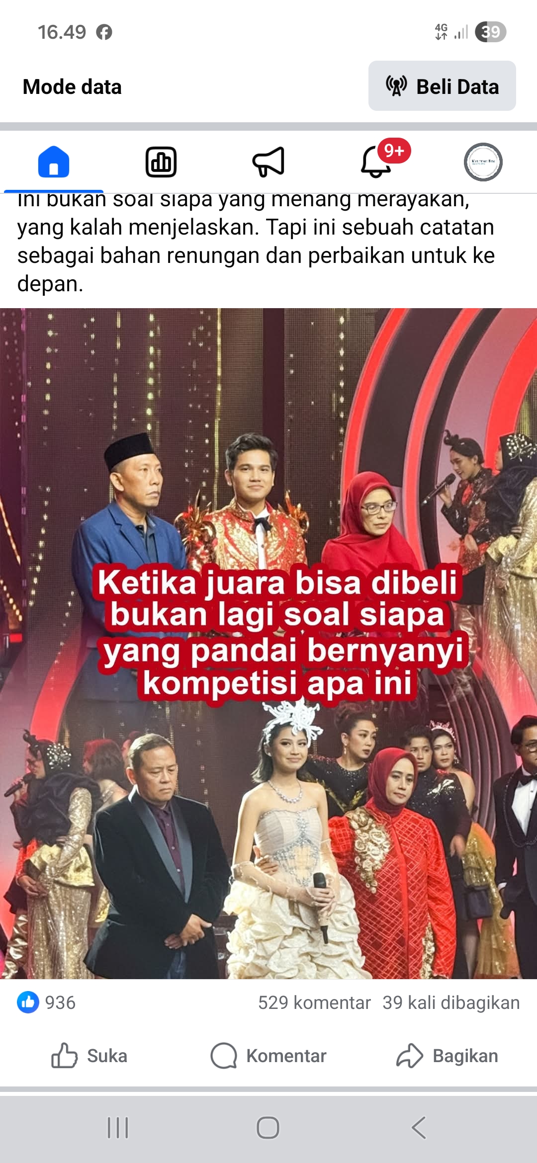 Postingan pendukung Valen.FACEBOOK