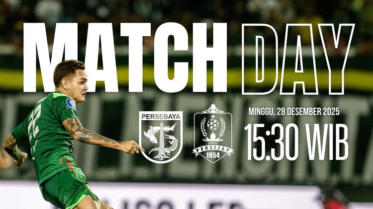 Persebaya bersiap menjamu Persijap di Stadion Gelora Bung Tomo dalam laga lanjutan BRI Super League 2025/2026, Minggu (28/12/2025). (Sumber: Instagram @persebayafc.id)