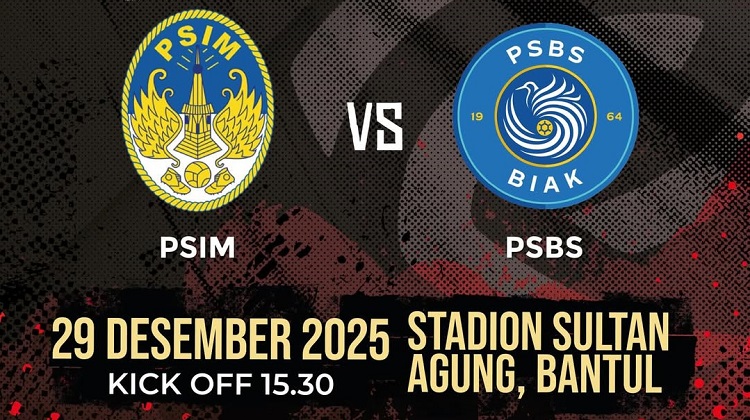 PSIM Yogyakarta bersiap menjamu PSBS Biak di Stadion Sultan Agung dalam laga lanjutan BRI Super League 2025/2026, Senin (29/12/2025). (Sumber: Instagram @komunitasdjogja)