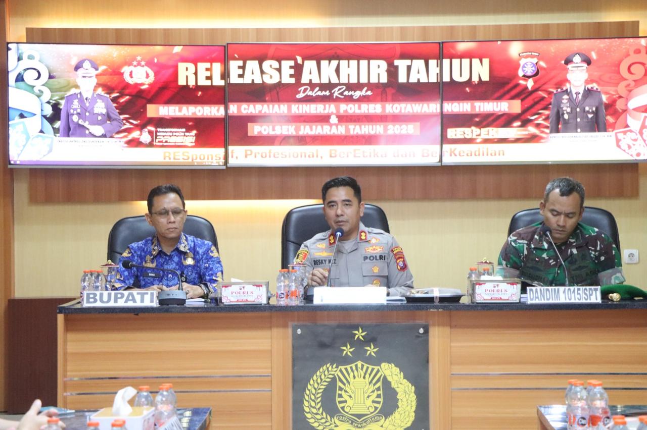 Kapolres Kotim AKBP Resky Maulana Zulkarnain dalam jumpa pers.MIFTAH/KALTENG POS