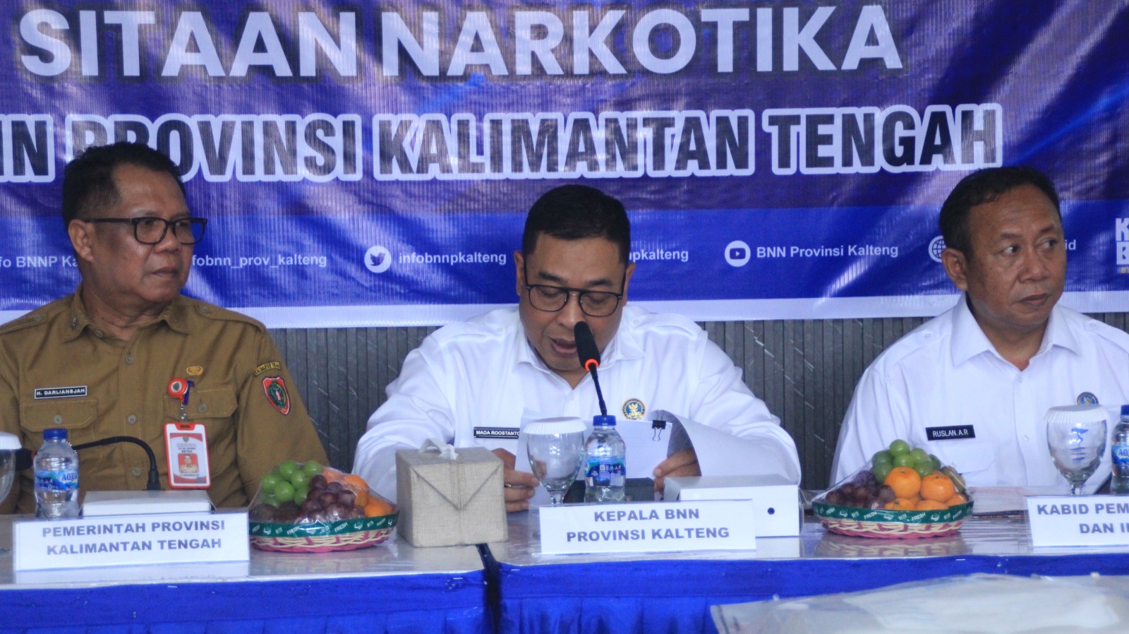 Kepala BNN Kalteng Kombes Pol Mada Roostanto memimpin rilis akhir tahun.HUMAS