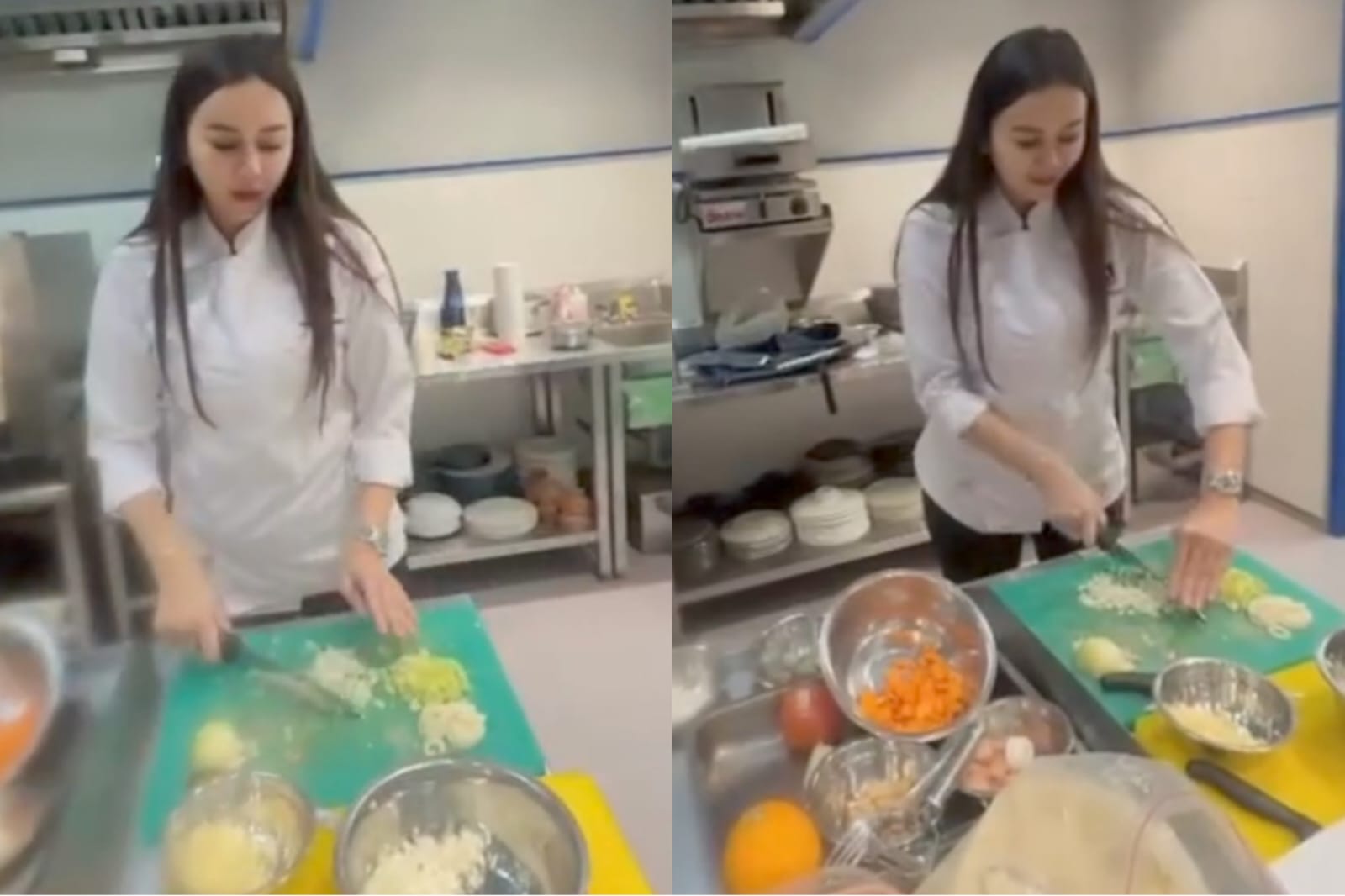 Aura Kasih mengunggah kegiatannya saat memasak di dapur.